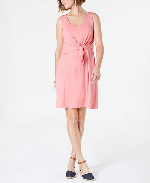 STYLE & CO Dress Tiered Tie Front Med Pink LARGE