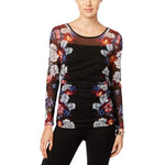 Women's Petite Printed Illusion Top (Black, PXS)