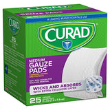 Curad Medium Gauze Pads 3" x 3", 25 ea (Pack of 2)