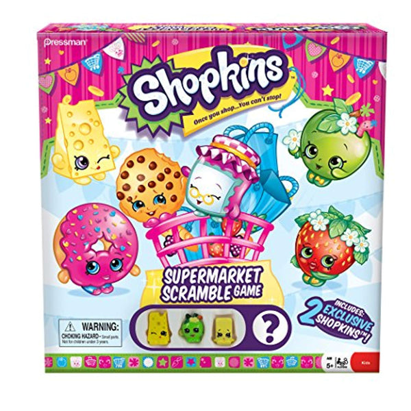 Shopkins Supermarket Scramble Game with 4 Exclusive Collectible Shopkins Characters