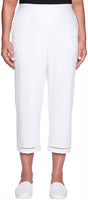 Alfred Dunner Womens Palm Coast Crochet Hem Capris White 8