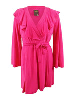 Taylor Womens Ruffled V-Neck Wrap Dress Fuchsia 12