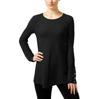 Alfani Petite Ribbed Swing Sweater Deep Black Petite Medium