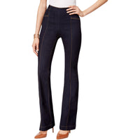 INC Womens High-Rise Contrast Stitching Flare Jeans Navy 2