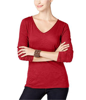 INC International Concepts Petite Slub Top Real Red PM