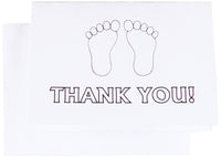 Fine Invite Papers 10 Piece Baby Footprint Shower Foil Stamped Thank You Card, Pink