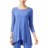 Alfani Womens Petites Matte Jersey Stretch Pullover Top Blue PP