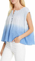 Free People Women Little Bit of Something Ombre V-Neck Top, Blue, Small