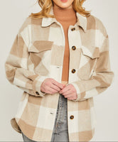 Women Flannel Jacket/Shacket, Fall Winter Fleece Plaid Oversized Fit