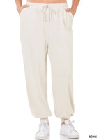 Zenana Women Plus Soft French Terry Jogger Pants with Pockets, Sizes 1X - 3X