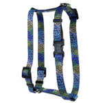 Yellow Dog Design Flower Works Blue Roman Style H Dog Harness, X-Large/1" Wide