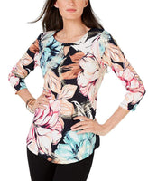 JM Collection Grommet Keyhole Tunic (Blooming Beauty, XS)