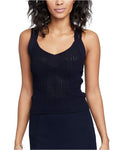 RACHEL Rachel Roy Women's Strappy Open-Knit Top, True Navy, Large