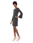 Tommy Hilfiger Women's Peplum Sleeve Sweater Dress, Charcoal/Black, Large