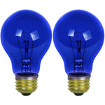 Sunlite 25A/TB/CD2 Incandescent 25-Watt, Medium Based, A19 Colored Bulb, Blue 2PK