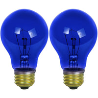 Sunlite 25A/TB/CD2 Incandescent 25-Watt, Medium Based, A19 Colored Bulb, Blue 2PK