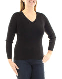 INC Womens Petites Office Wear Knit V-Neck Sweater Black PL