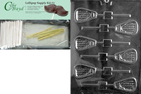 Cybrtrayd Lacrosse Lolly Chocolate Candy Mold with Lollipop Supply Kit