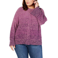 Style & Co. Women's Plus Size Ombre Braided Trim Sweater Purple Size 2X