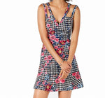 GUESS Womens Printed V-Neck Party Dress Multi Black 4