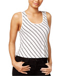 kensie Womens Jersey Striped Crop Top Vanilla Combo XL