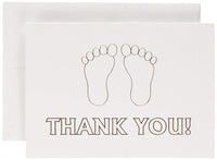 Fine Invite Papers 10 Piece Baby Footprint Shower Foil Stamped Thank You Card, Pink