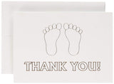 Fine Invite Papers 10 Piece Baby Footprint Shower Foil Stamped Thank You Card, Pink