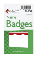 MACO Handwrite or Laser/Ink Jet Red Border Name Badges, 2-11/32 x 3-3/8 Inches, 100 Per Box (NB-264A)