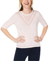 Maison Jules Women's Crewneck Tonal Intarsia Sweater, Potpourri, Small