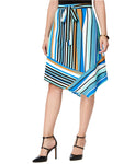 NY Collection Striped Asymmetrical Skirt Blue XL