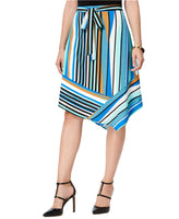 NY Collection Striped Asymmetrical Skirt Blue XL