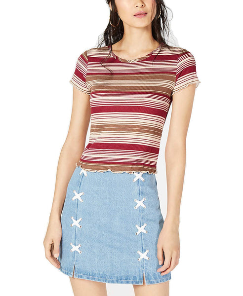 Sage The Label Ribbed Striped Top Red X-Large