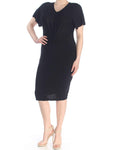 Bar III Womens Knot-Front V-Neck T-Shirt Dress Deep Black XS