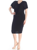 Bar III Womens Knot-Front V-Neck T-Shirt Dress Deep Black XS