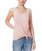 Rebellious One Juniors Crochet-Back Tank Top Dusty Pink M