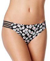 California Waves Womens Floral Print Strappy Swim Bottom Separates Black M