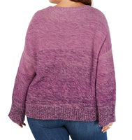 Style & Co. Women's Marl Braid Pullover Sweater, Purple, 2XL