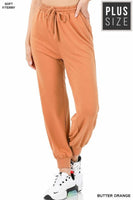 Zenana Women Plus Soft French Terry Jogger Pants with Pockets, Sizes 1X - 3X