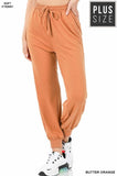 Zenana Women Plus Soft French Terry Jogger Pants with Pockets, Sizes 1X - 3X