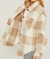 Women Flannel Jacket/Shacket, Fall Winter Fleece Plaid Oversized Fit