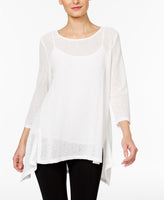 Alfani Petite Draped-Knit High-Low To Soft White PS