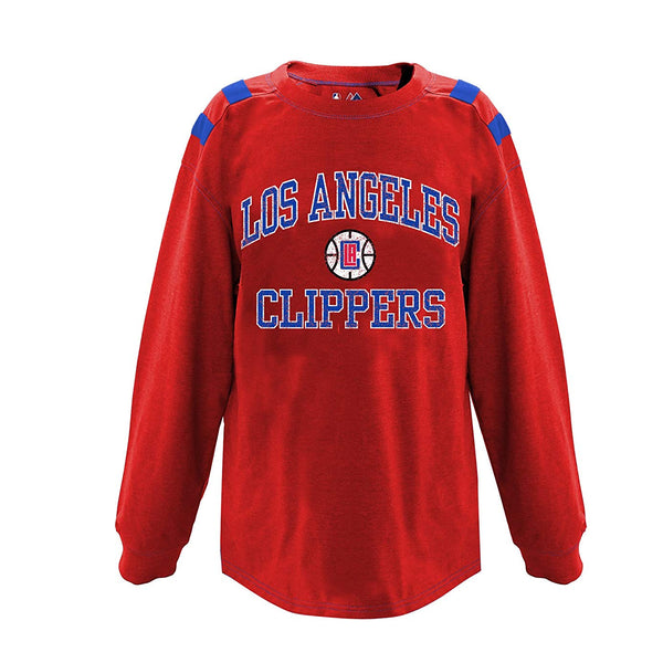 NBA Los Angeles Clippers Children Unisex NBA Youth Long Sleeve with Shoulderpiece,XL,Red Heather/Royal