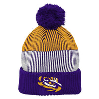 NCAA Lsu Tigers Youth Boys Team Stripe Cuffed Hat w/ Pom, Multi, Youth One Size