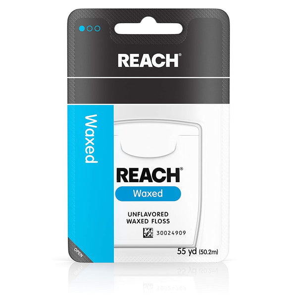 REACH Dental Floss, Waxed, Unflavored 55 yds