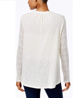 Style & Co. Petite Mixed-Media Crochet Top Warm Ivory PS