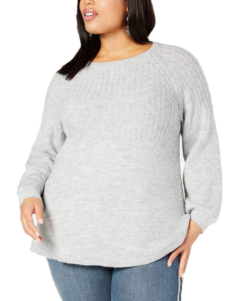 Style & Co. Womens Plus Knit Crew Neck Pullover Sweater Gray 3X