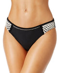 California Waves Women's Crochet-Trim Hipster Bikini Bottoms (Black, Medium)