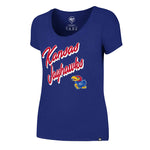 '47 NCAA Kansas Jayhawks Women's Club Scoop Tee, Large, Royal