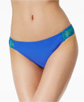 California Waves Crochet-Side Bikini Bottoms Blue M