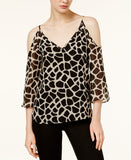 Bar III Cold-Shoulder Giraffe-Print To Blush Combo S